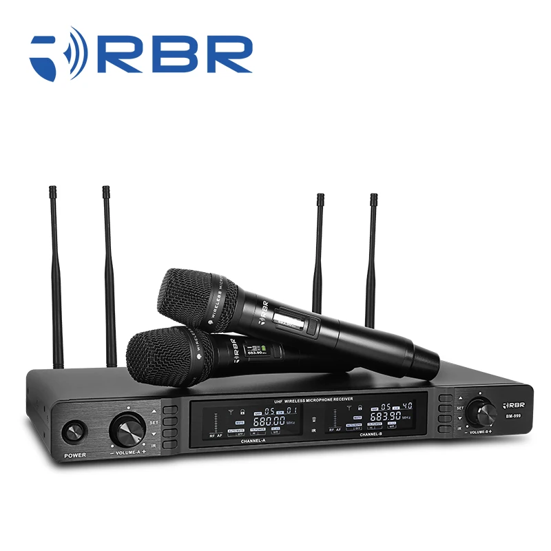 Long Range True diversity bm999 uhf professional wireless microphone for stage performance