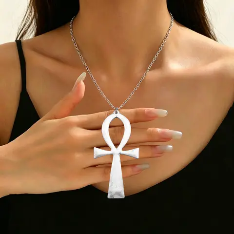 Vintage Egyptian Life Big Ankh Cross Amulet Pendant Men Women Long Chain Choker Necklace Religion Prayer Jewelry Fashion Gifts