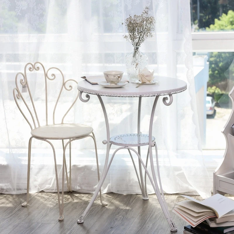 Old table and chair combination outdoor balcony garden small round table courtyard leisure iron art