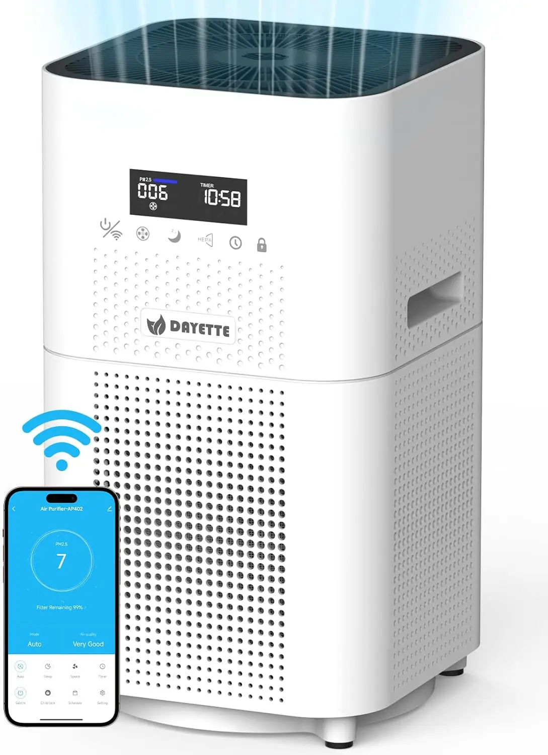 Air Purifiers for Home Large Room Up to 3000 Sq Ft, APP & Alexa Control Air Cleaner, H13 Ture HEPA Filter for Allergi