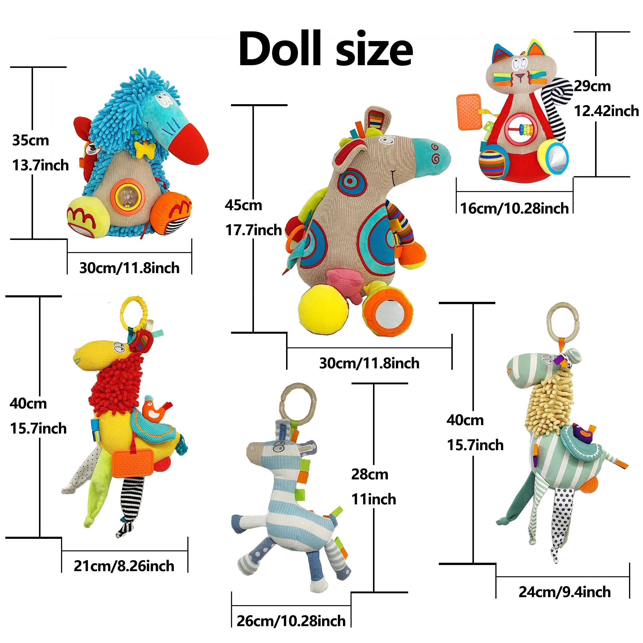 ของเล่นเด็กทารก ตุ๊กตาขนนุ่มน่ารัก รูปสัตว์ ของเล่นห้อยรถเข็นเด็ก สีสันสดใส สำหรับเด็กแรกเกิด เด็กชาย เด็กหญิง เด็กวัยหัดเดิน ของขวัญวันเกิด