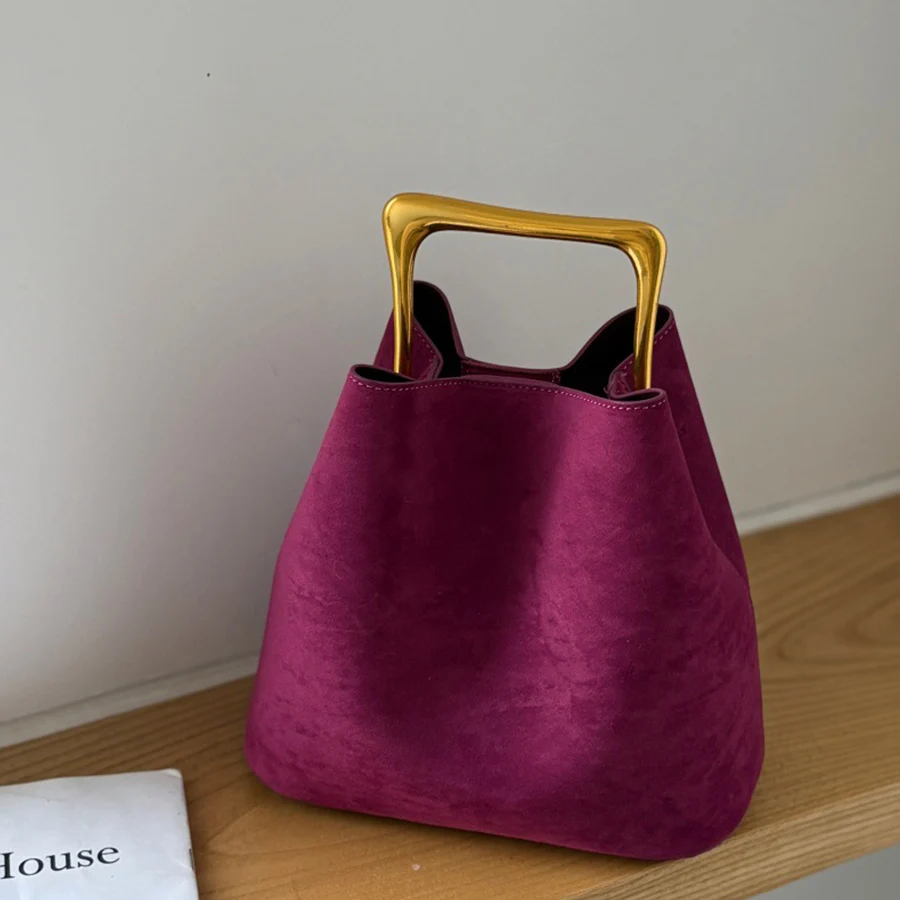 2026hot Women's handbag suede elegant wedding dress shoulder bag fashionable metal handle wallet for spring and summer