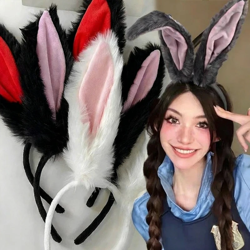 

1/3 шт., плюшевые повязки на голову с кроличьими ушками в стиле Лолиты, аксессуары для волос для косплея, резинка для волос для женщин и мужчин, реквизит для фотосессии, вечерние головные уборы, декор