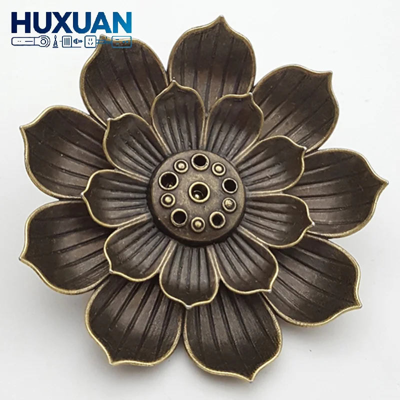 Incense Burner Aluminium Alloy Incense Sticks Holder Buddhism Zen Lotus Sticks Incense Censer Nasturtium Ashtray