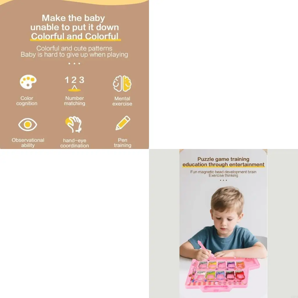 Puzzle apprendimento in età prescolare Giocattolo cognitivo Giocattolo magnetico perline da passeggio Labirinto per colori