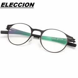 Germany Brand Designer Glasses Frame Men Super Thin Medical Aviation Stainless Steel Full Rim Round Eyeglasses Women Spectacle