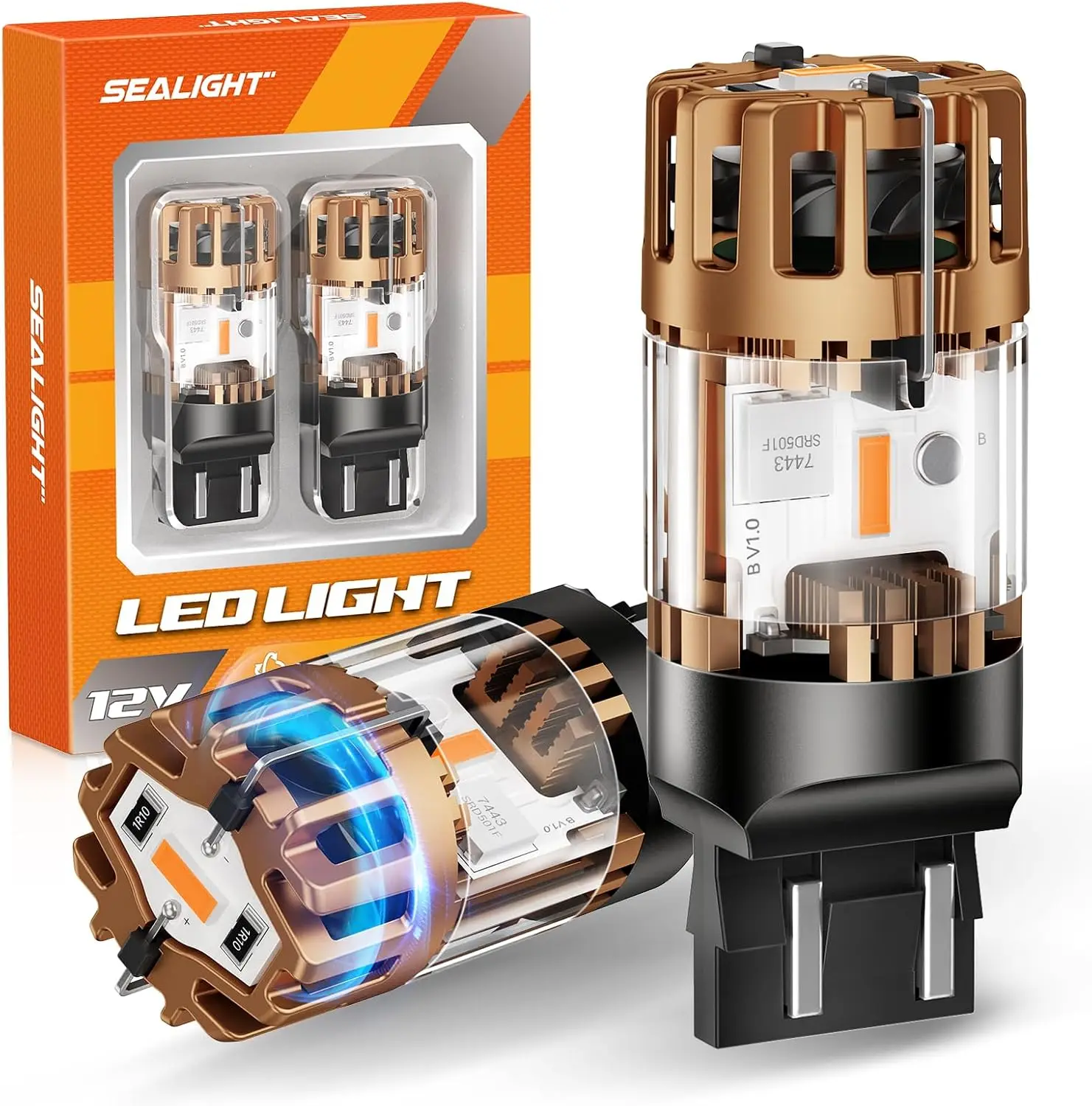 

Amber LED Turn Signal Bulbs 7443/7440 with Built-In Resistor, Anti-Hyper Flash, 1860-SMD Chips, Pack of 2 for Front/Rear Use