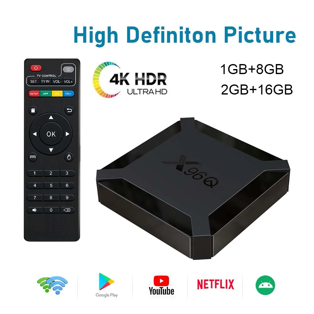 Global Android10 X96Q TV Box 4K Smart TV BOX 2GB16GB Wifi Youtube Google Voice assistant Multi Language Streaming Media Player