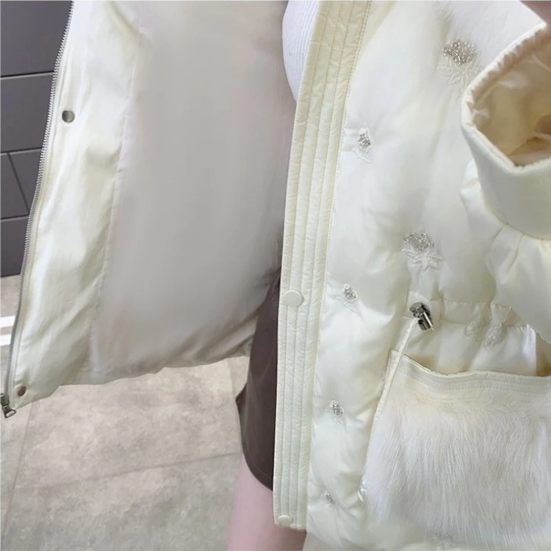 Große Pelz Kragen Pelz Winter Neue Medium und Lange Parker Taille Dünne Warme Unten Baumwolle Kleidung frauen Mantel Temperament pendeln Mantel