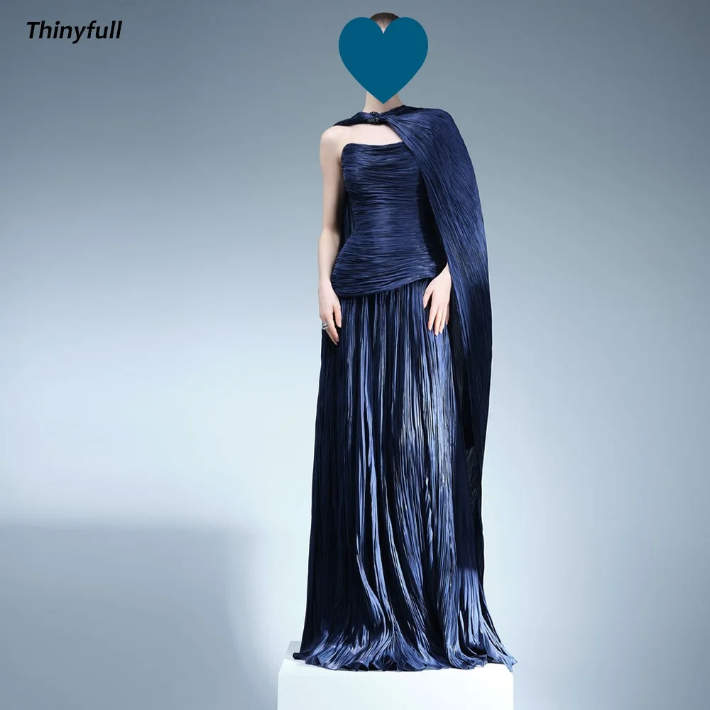 

Thinyfull A-line Arab Prom Dresses Sleeveless Shiny Satin Evening Party Gown Dubai Long Dress robes de soirée Customized