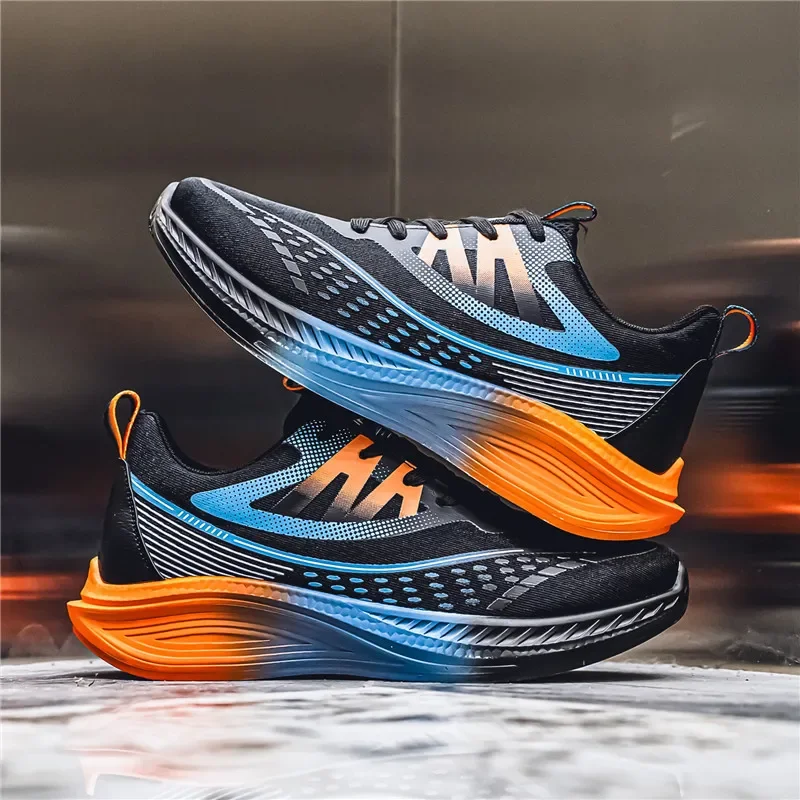 

2026 Marathon Mens Sports Running Shoes Black Mesh Lightweight Breathable Comfortable Outdoor Walking Trendy Mens Tennis Shoes