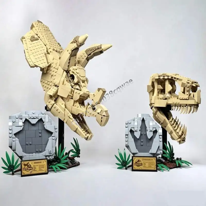 NEW 1297PCS Dinosaur Fossil Triceratops Skull MOC Building Blocks Model Custom DIY Assembly Creative Toy Collection Popular Gift