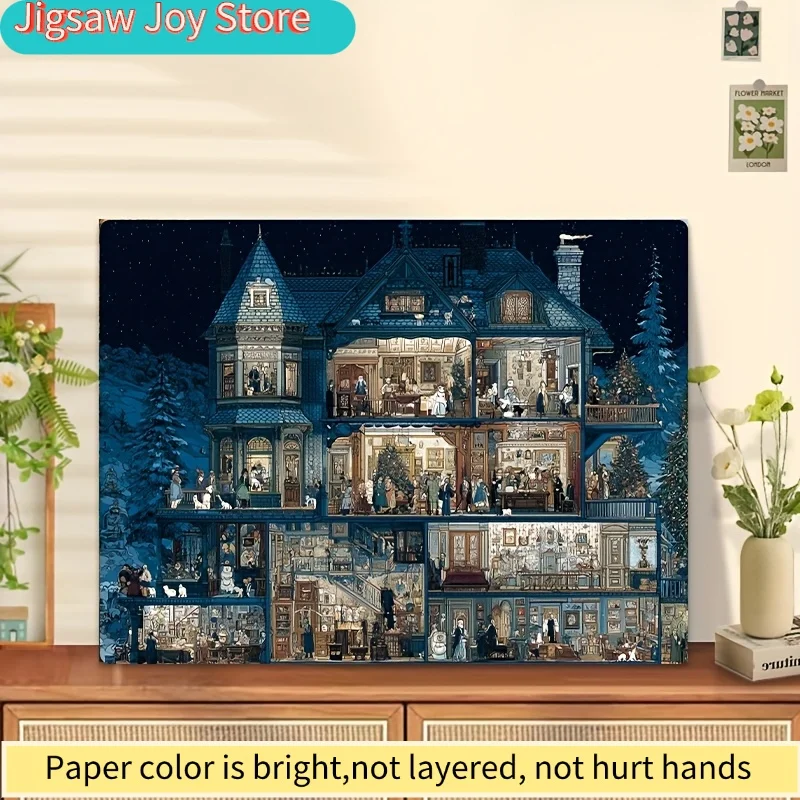 1 Box  Mini Paper Puzzles for Adults: "Fantasy Christmas Castle" for party Games & Activities, Perfect Birthday/Christmas/Hall