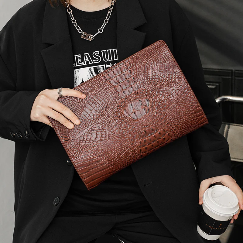 Business Crocodile Pattern Men and Women Clutch Bag Korean Luxury Envelope iPad High Capacity File For Male