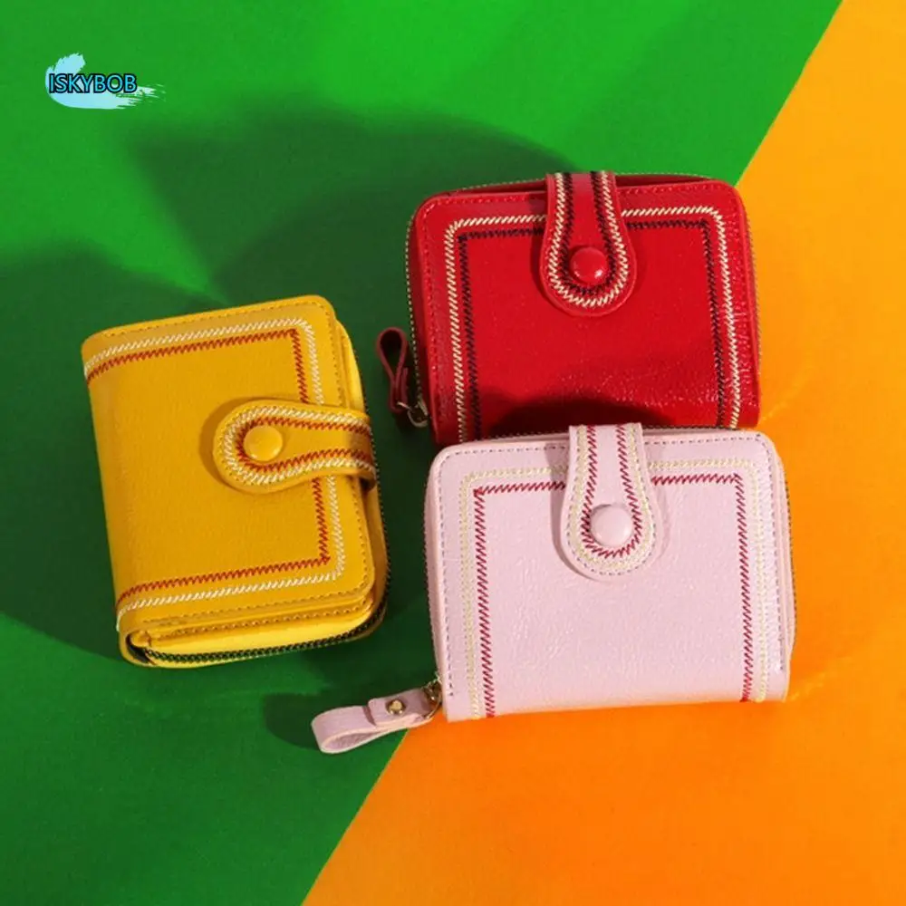 Slot Multi Card Pockets Coin Purse PU Leather Short Money Clip Women Wallet Women Card Bags Organ Card Holder Credit Card Clip