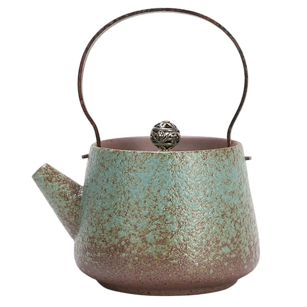 

1Pcs Retro Style Ceramic Teapot Small Household Tea Maker Creative Elegant Ceramic Craft Kettle Safe Handle for Home Use