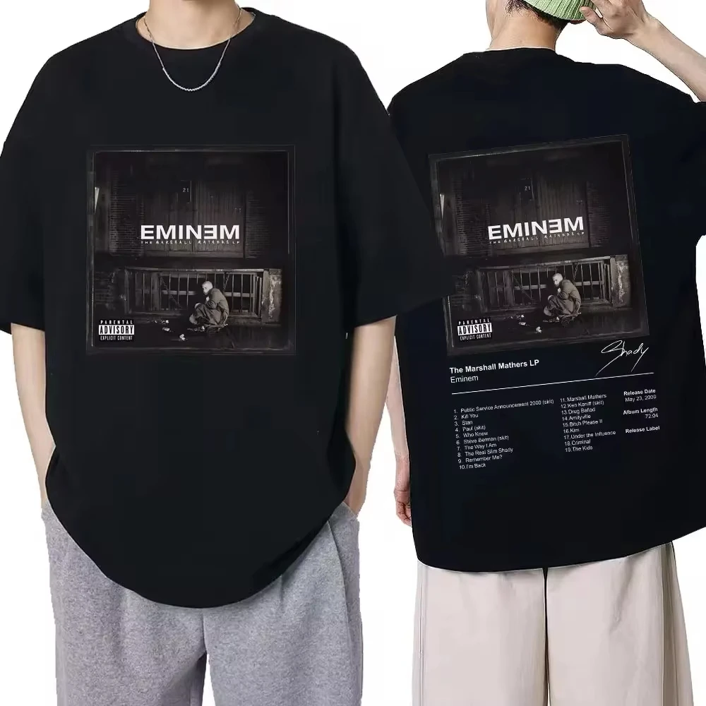 Eminem Rapper T Shirt The Marshall Mathers LP Album Print Vintage T-shirt Casual Short Sleeve Men Women Loose Tees Streetwear