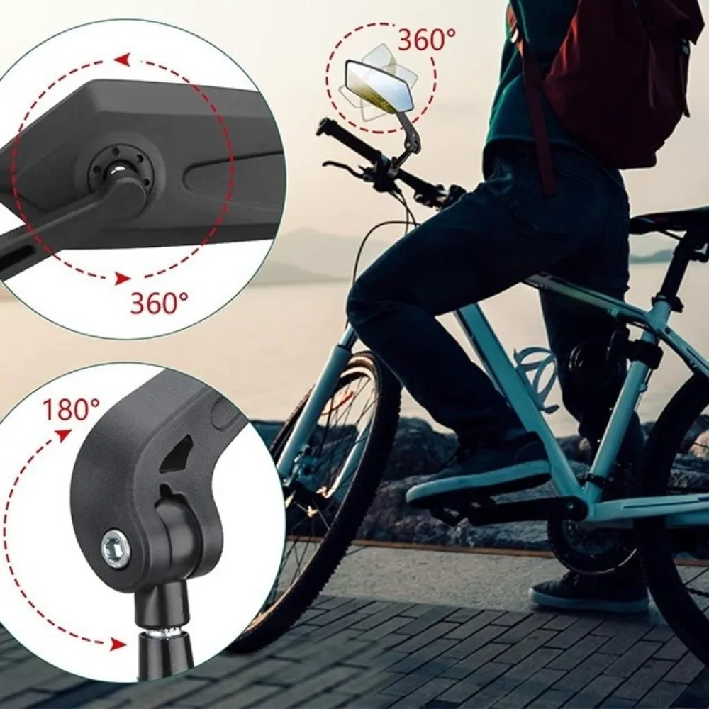 Wide Angle Bicycle Rear View Mirror Wide Range Adjustable Cycling Mirror Anti-Glare 360 Degree Rotate Handlebar Mirror Cycling