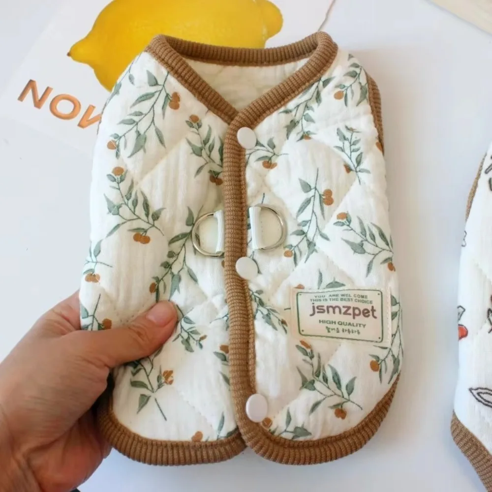 New Cute Rabbit Printed Pet Dog Clothes Winter Warm with Velvet Jacket Teddy Bear Coat Pet Supplies Puppy Clothes Vest Gift view 2