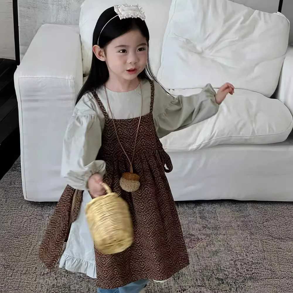 2024 Autumn New Girls Korean Long Skirt Smock Plaid Fashion Casual Simple All-match Loose Skirt