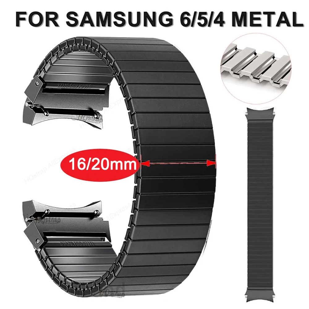 Stainless Steel Elastic Strap Samsung Galaxy Watch 6 5 4 40mm 44mm Pro Metal Band for Samsung Watch 6 Classic 43mm 47mm Bracelet