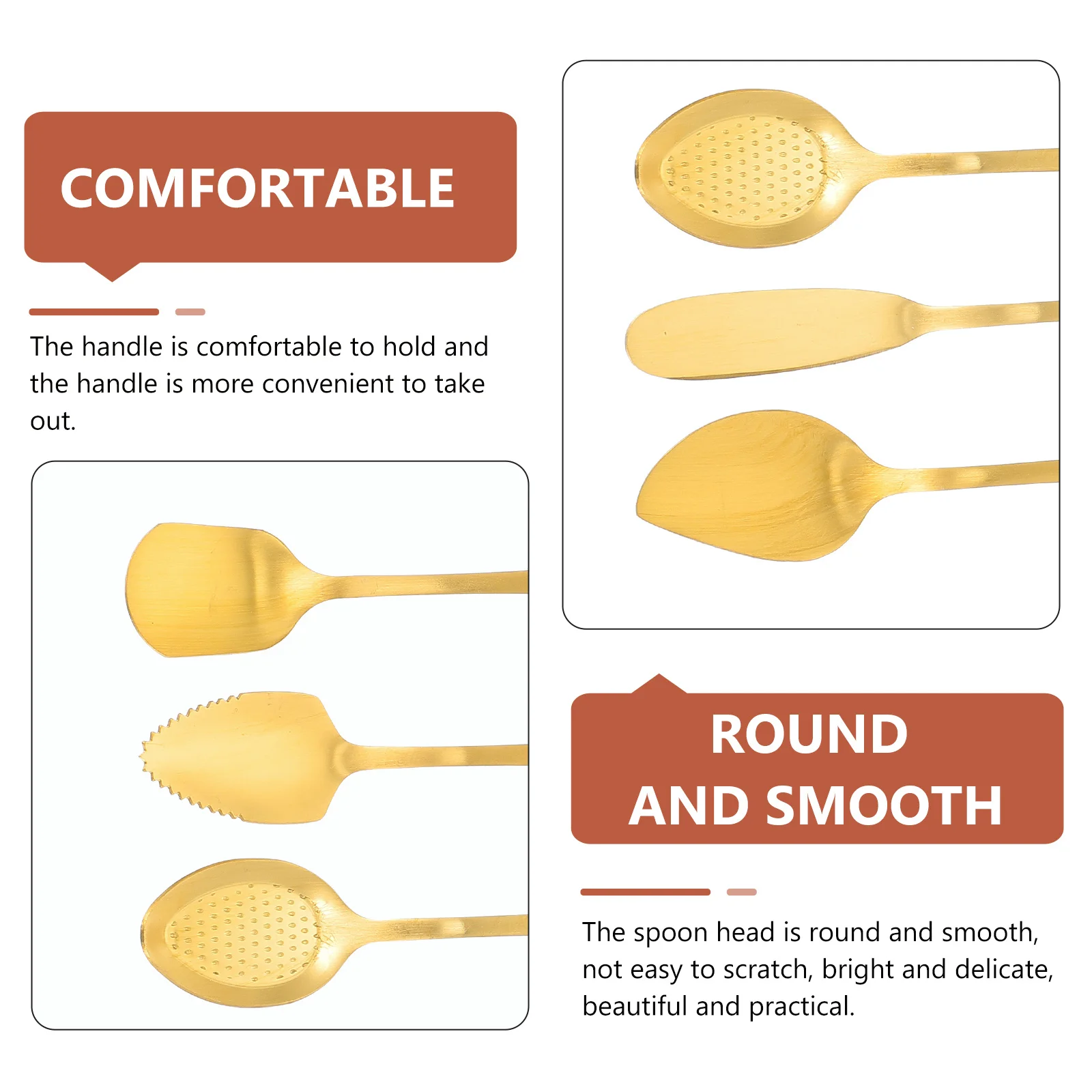 

1 комплект, набор ложек из высококачественной нержавеющей стали, круглые гладкие головки, удобная ручка, десертные ложки, набор для торта, десертные ложки