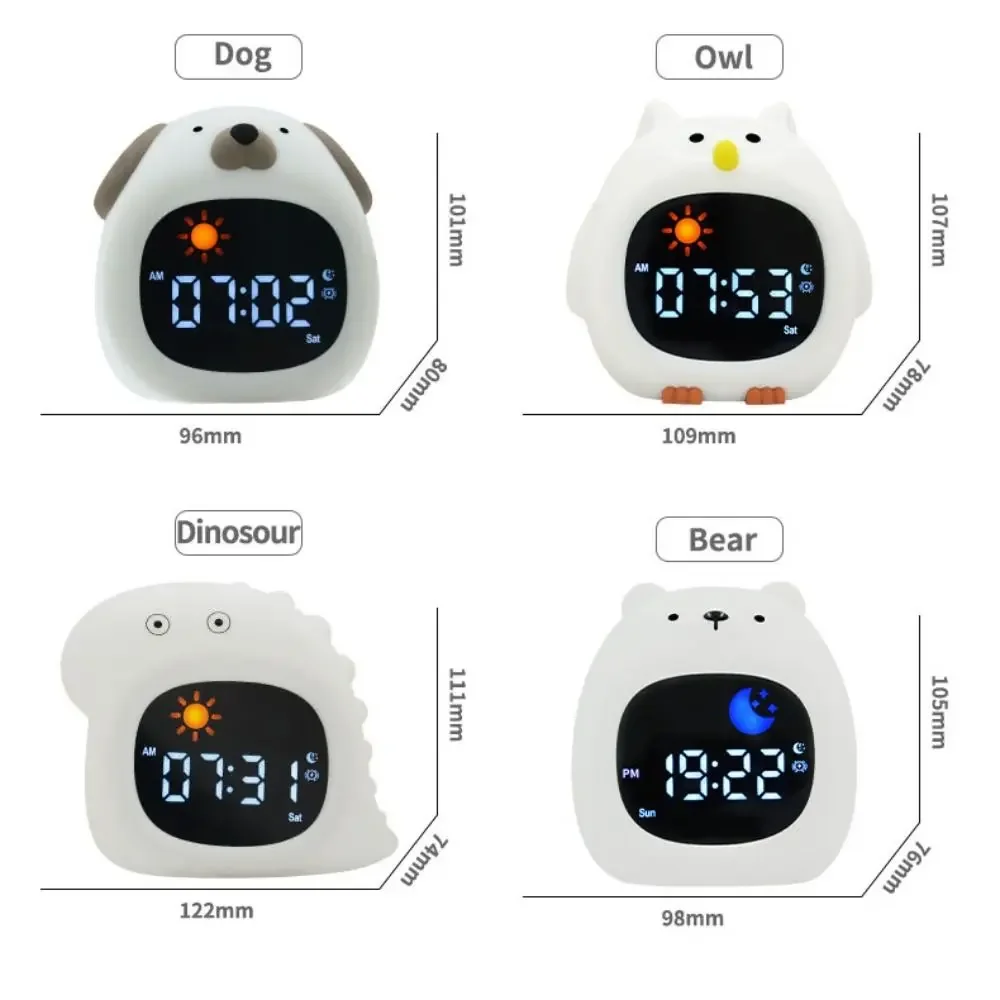 Reloj despertador con forma de Animal, luz ajustable con Control táctil, luz nocturna, pequeños adornos, decoración del hogar, r