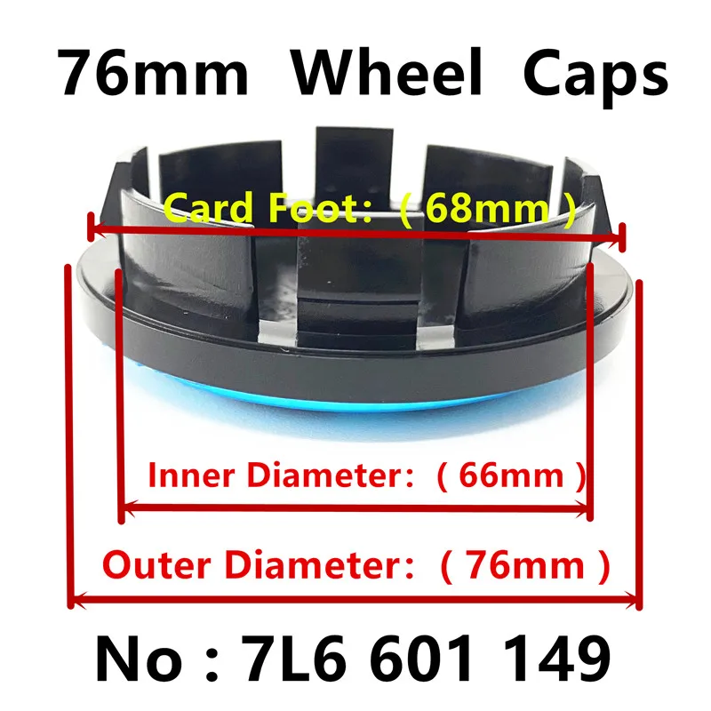 20 قطعة 7L6601149 76 مللي متر حافة السيارة Hubcap غطاء محور عجلة مركز قبعات اكسسوارات ل أسود فضي V-VV 7L6601 7L6 601 149 601149 #2