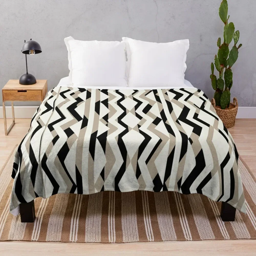 

Decorative Bold Cream Beige Black Geometric Pattern Throw Blanket Stuffeds halloween Blankets