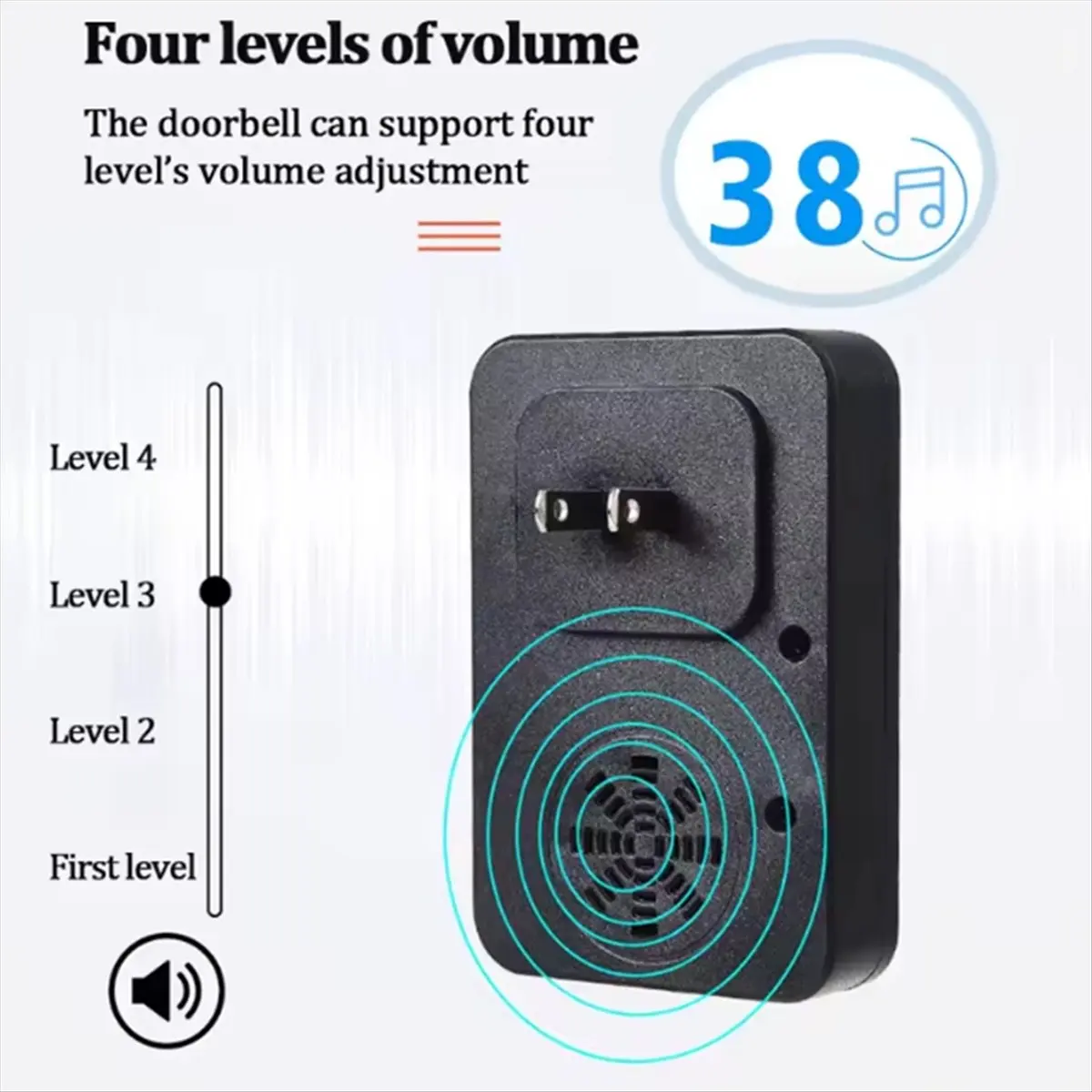 AU47-Wireless Doorbell No Battery Self Powered Door Bell Display Temperature Humidity Time 433mhz US Plug