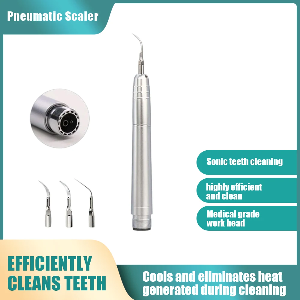

Vet Dental Scaler Kit - Pneumatic Tartar Remover, 0-8000Hz, Autoclavable, w/Handpiece, Tips, Wrench & Case, 2/4 Hole, for Pets