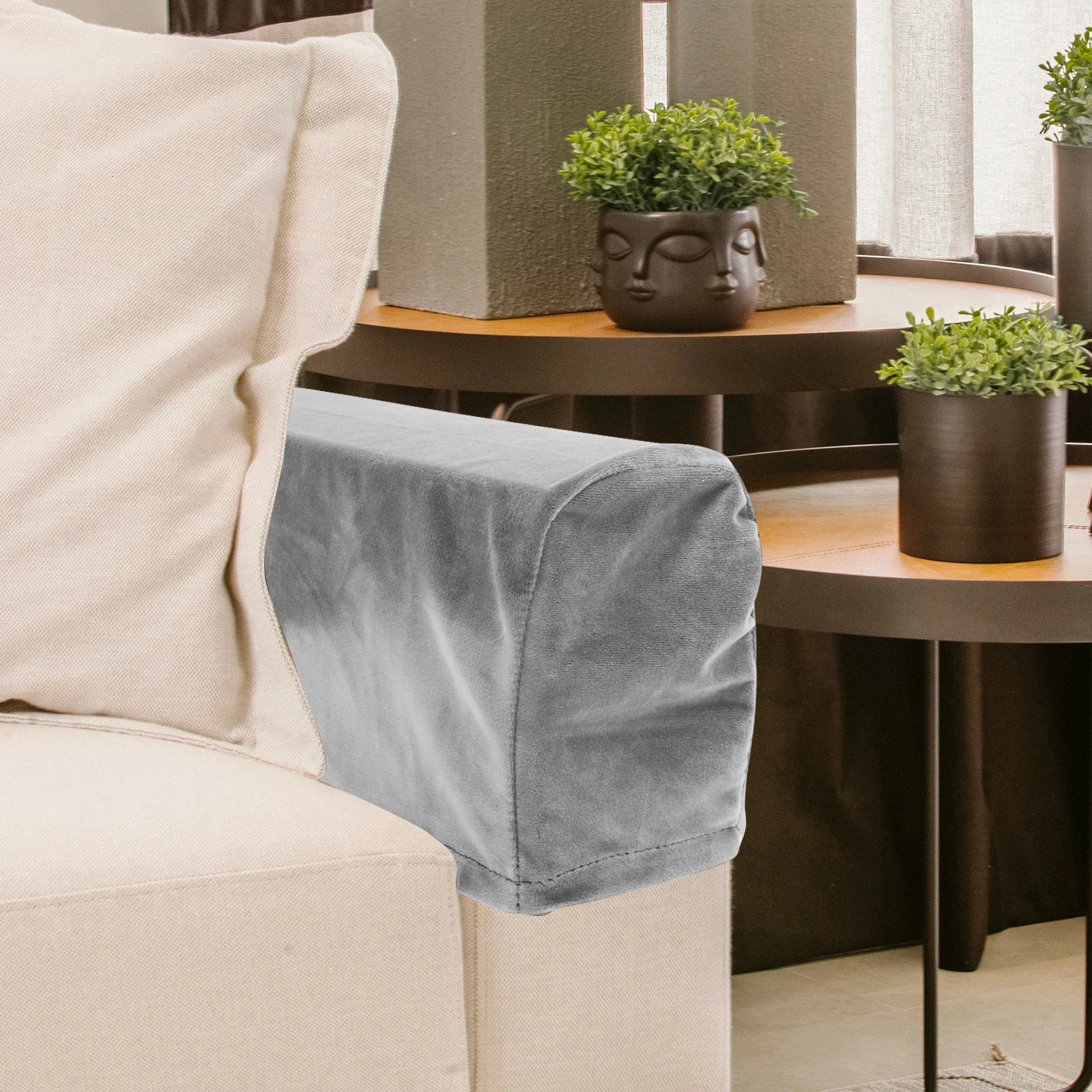 

2 Pcs Stretch Couch Covers Furniture Arm Protectors Protective Armrest for Sofa Grey