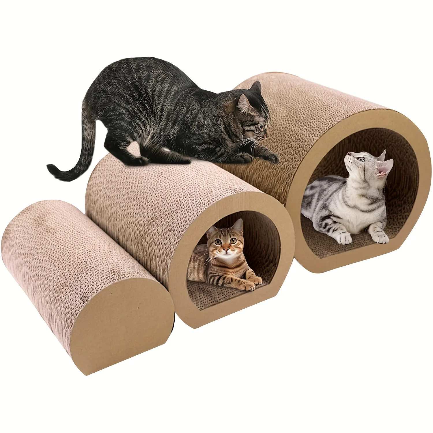 

Cat Tunnel Bed, 3-in-1, 3 Sizes Cat Scratcher Bed, Corrugated Paper Cat Scratching Board, Hide And Play DIY Cat Wheel For Indoor Cats Scratching Pads