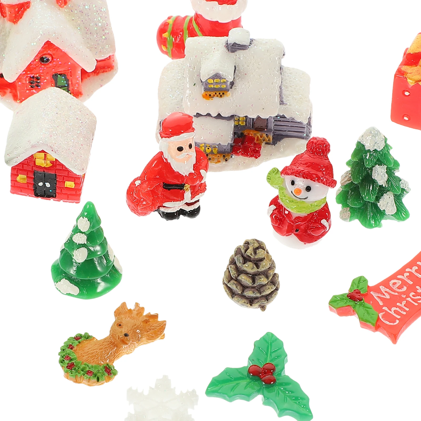 

1 set Christmas Tree Decorations Mini Resin Figurines for Home Festive Atmosphere Christmas Miniatures Kit Village Sets