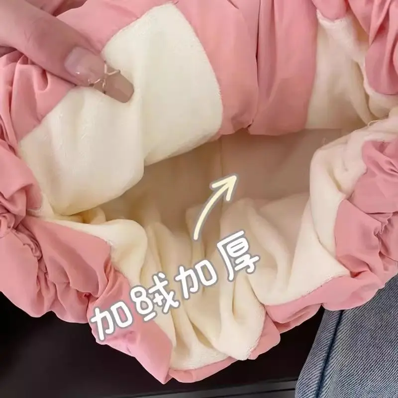 معطف منتفخ للفتيات سترة قصيرة مبطنة لطيفة بياقة واقفة على الطراز الكوري ملابس خارجية شتوية دافئة معطف بناتي