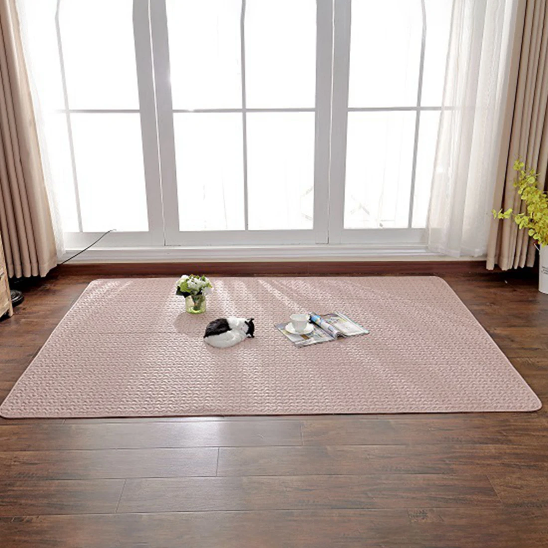 

110x180 см противоскользящий детский коврик для ползания из чистого хлопка, мягкий и простой сетчатый коврик, приятный для кожи детский спальный коврик