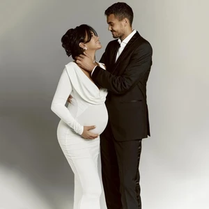 Bodycon Elastic Maternity Clothing, Long Dresses, Full Sleeve, Sexy, Baby Shower 10 Main Sales Exit Maternity Girl - №5