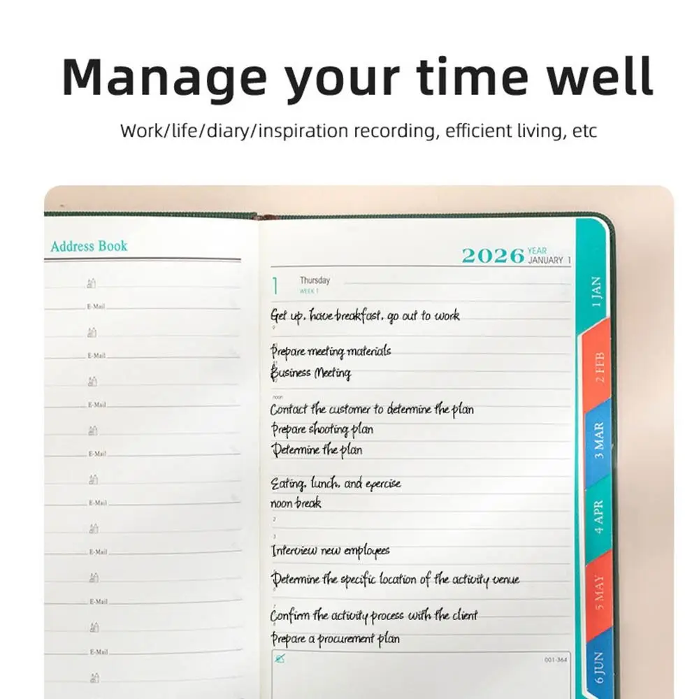 365 Days 2026 Schedule Planner Notepad Efficiency Thick Paper To-do List Notebook Self-discipline Wear-resistant