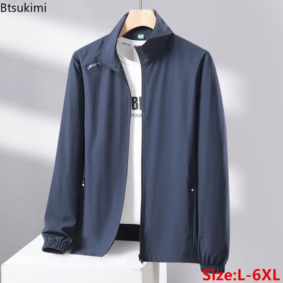 Summer New Men's Sun Protection Clothes Ice Silk Breathable Stand Collar Thin Jackets Male Outdoor Casual Sports Sunscreen Coats