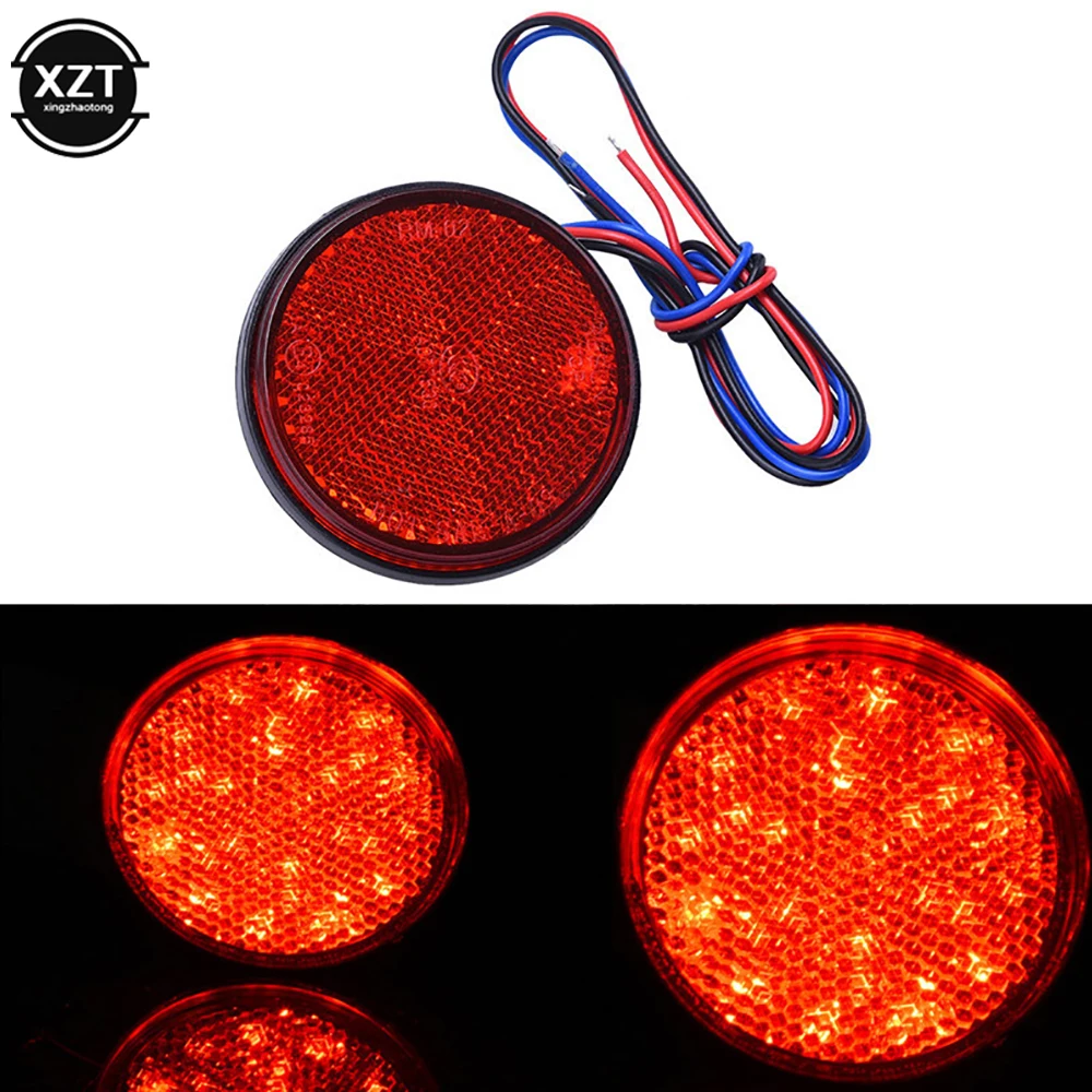 12V Round Motorcycle Tail Lights Rear Bumper Reflector LED Motor External Light Brake Stop Marker Lamp For Car Motor Truck