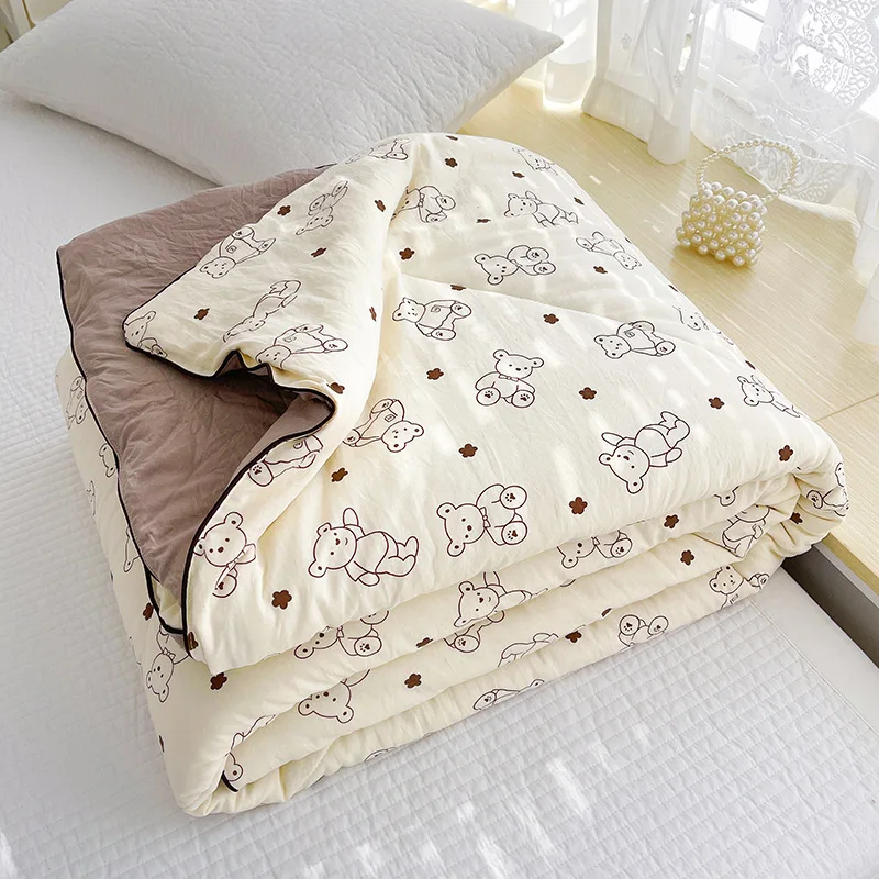 Summer Blanket Set Soft Thin Quilt Bed Sheet Pillowcase 4pcs Bedding Set Lightweight Summer Comforter Set Queen Bed Linens