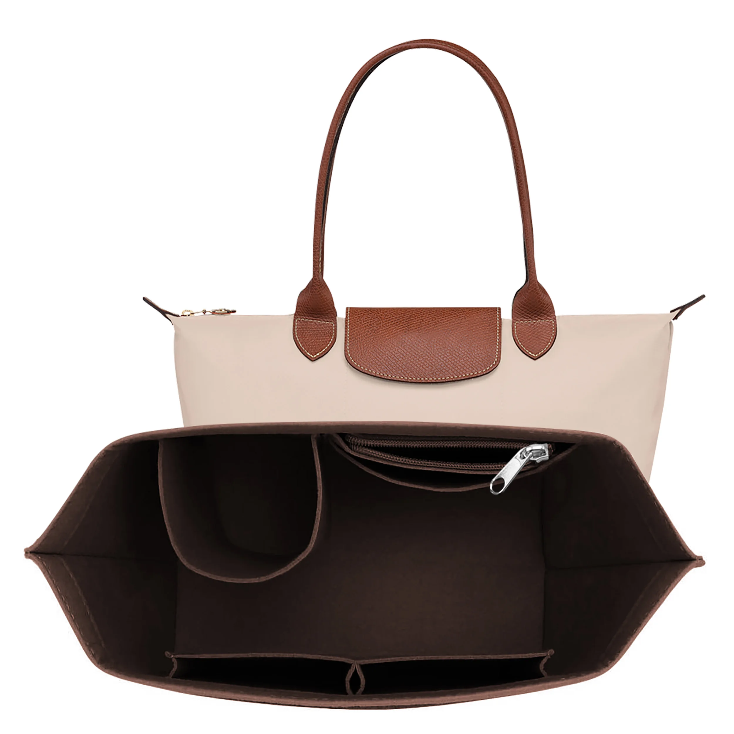 Vilt inlay tas geschikt voor Longchamp handtas voering tas vilt stof make-up tas ondersteuning reisbare inlay handtas organizer