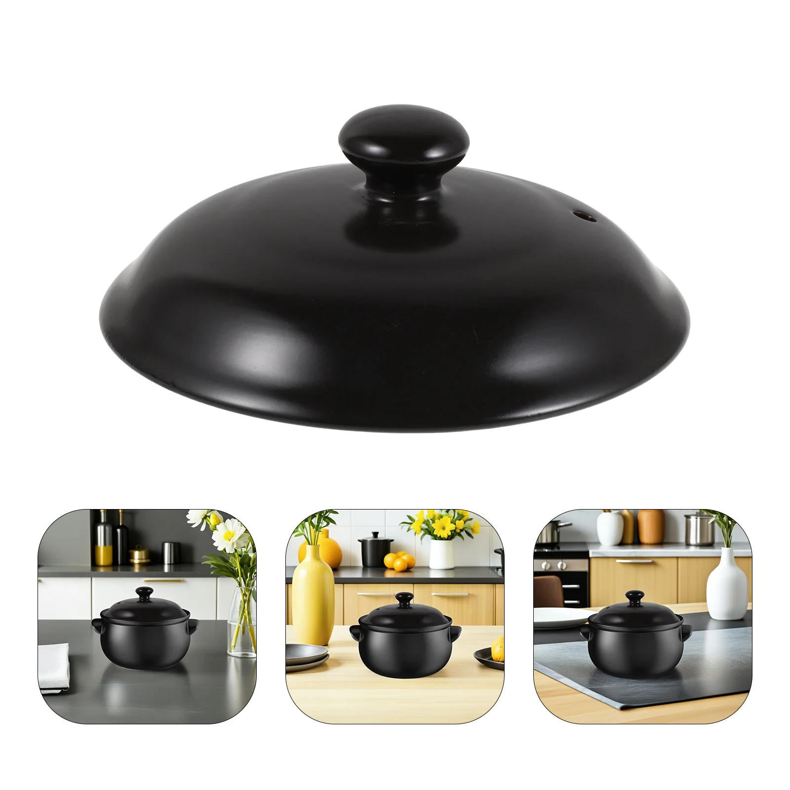 

Ceramic Pot Lid Replacement 19.5cm Round Heat Resistant Clay Pot Cover for Soup Stew Cooking Home Kitchen Use Casserole Pan