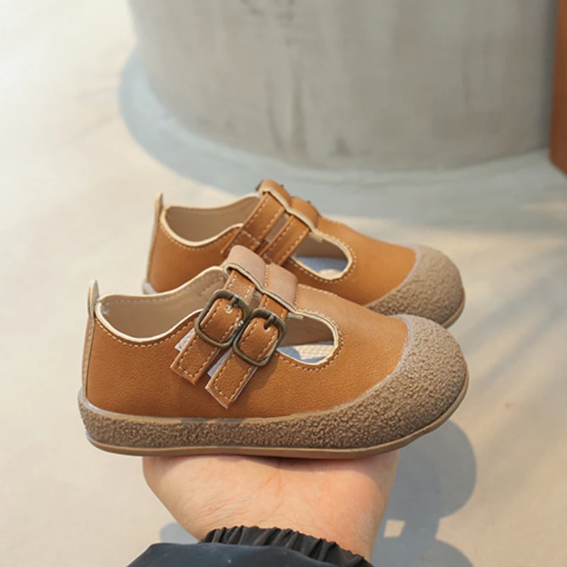 Kids Leather Shoe Retro 2024 Spring Autumn Girls' Flat Shoes Korean Style Non-slip Children Boys Causal Walking Shoes Hollow-out image 6