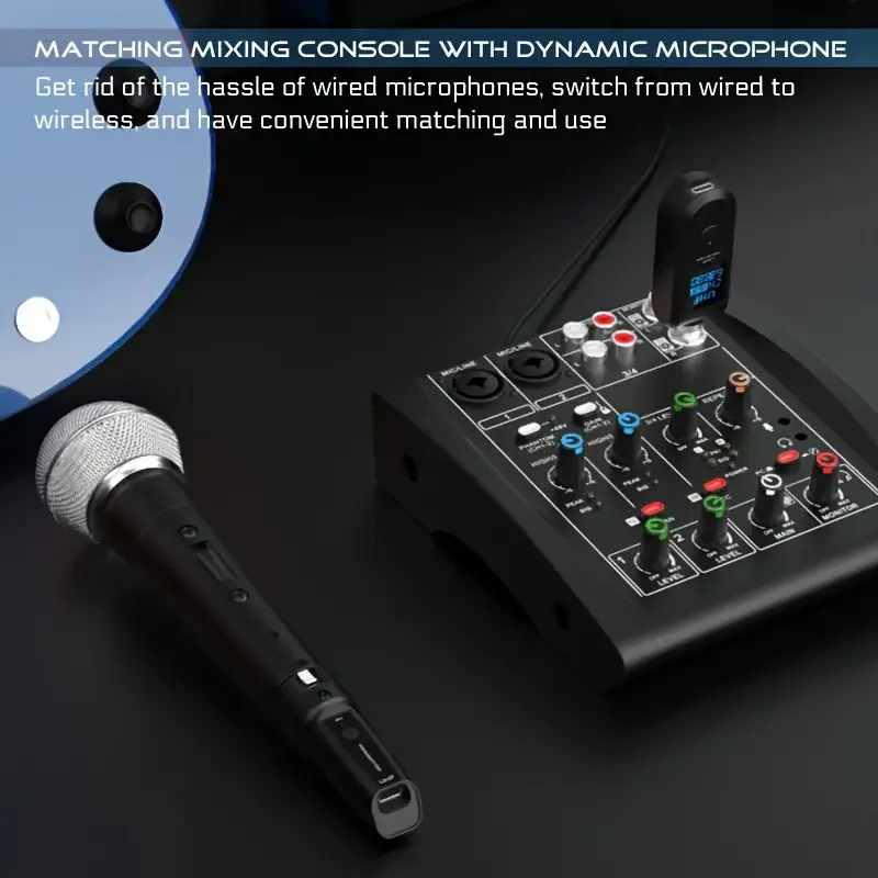 Wireless Audio Receiver Transmitter Set for Dynamic/Condenser Mic, Mixer, Guitar, Stage/Karaoke Performance view 3