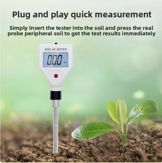 A22I EC Detektor Penganalisis Tanah -Uji Konduktivitas Penanaman Pot EC Meter Detektor Pertanian Bunga dan Tanaman -Putih