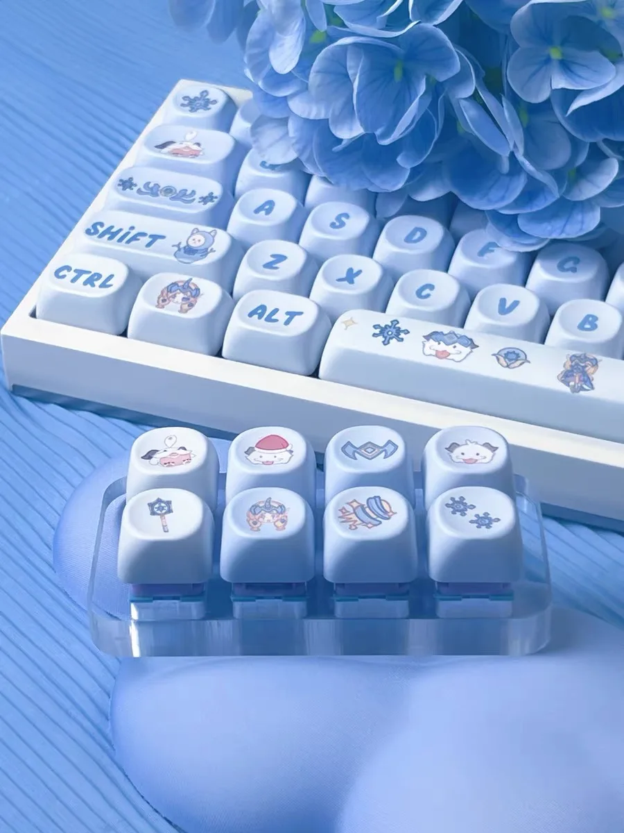 MOA Profile Keycap Blue Gift Cute PBT Keycaps 132 Keys Cute Key Cap Dye Sublimation Mechanical Gaming Keyboard Keycap MX Switch