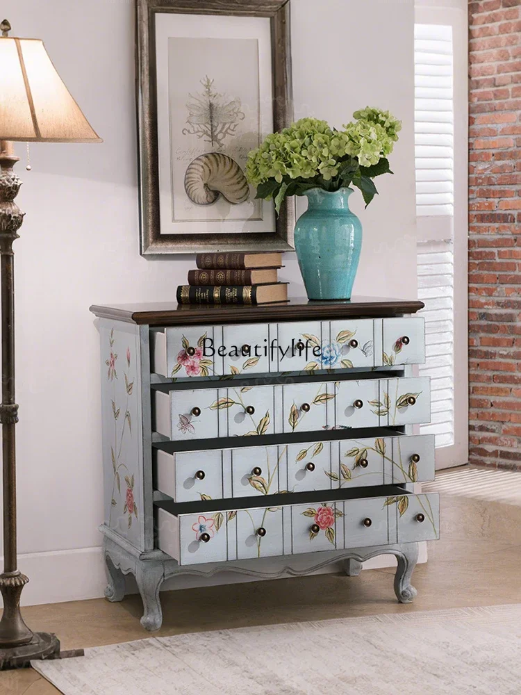 

yj19 American-style wall-mounted vintage sofa side cabinet storage decorative cabinet