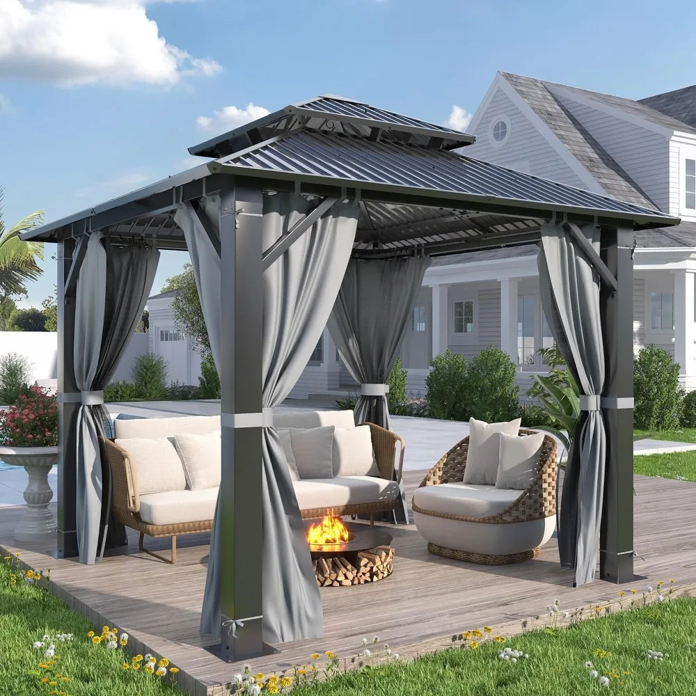 Outdoor Galvanized Steel Hardtop Gazebo