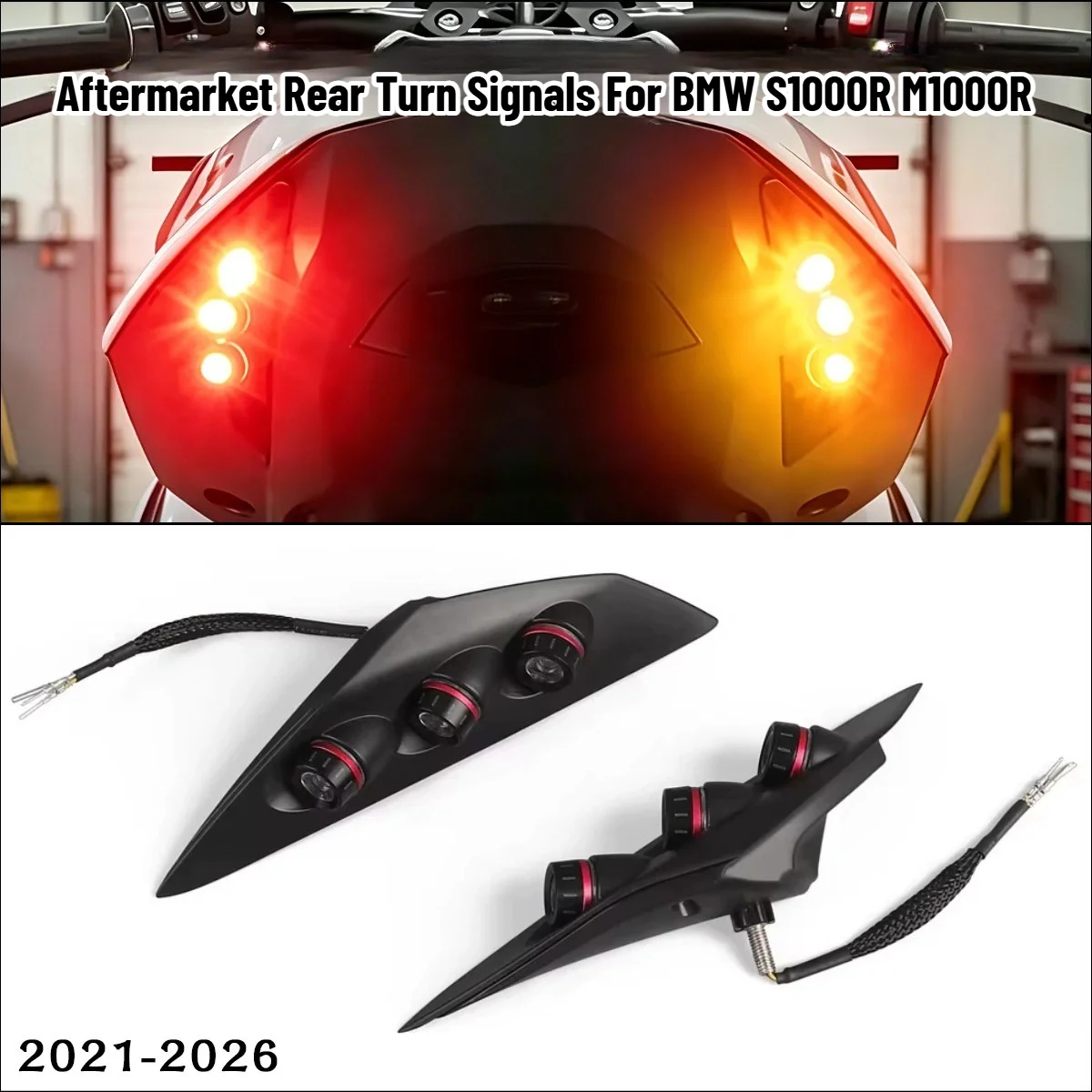 For BMW S1000R S 1000 R 2021-2026 M1000R M 1000 R 2023-2026 Motorcycle Rear Turn Signal LED Tail Light Flush Mount Integrated